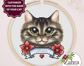 Siberian Cat Cross Stitch Pattern, PDF Download - Embroidery Pet Portrait