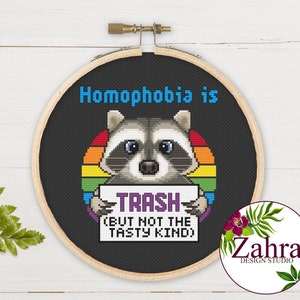 L&#39;omofobia è spazzatura... ma non quella gustosa! Citazioni Schema punto croce. Citazioni positive. Orgoglio LGBTQ+. PDF Download immediato