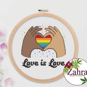 LGBTQ Cross Stitch Pattern: Progress Pride Heart (PDF Download)