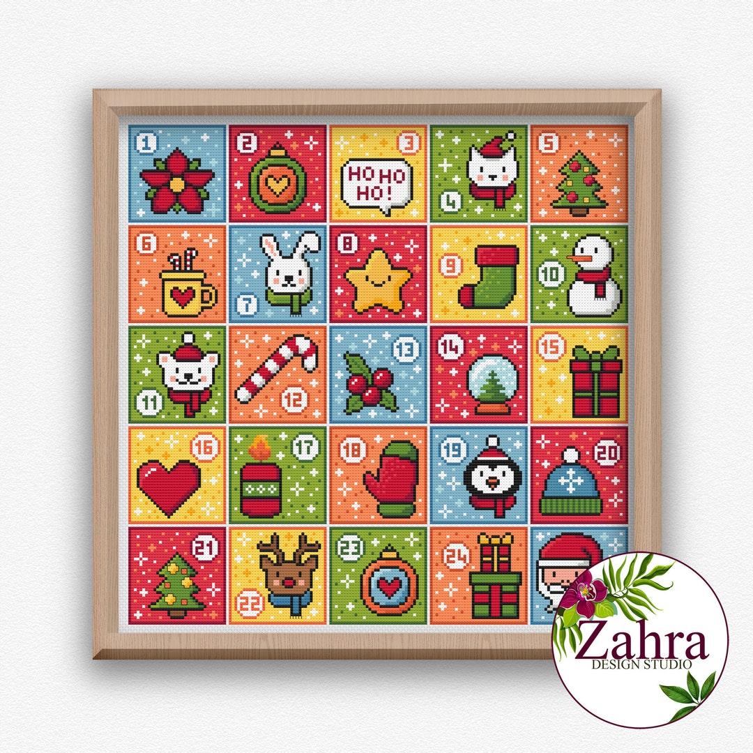 Christmas Advent Calendar Cross Stitch Pattern Christmas Cross Stitch