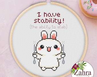 I Have Stability Cross Stitch Pattern, Bunny, PDF Download
