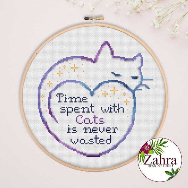 Cat Cross Stitch Pattern. Cute Cross Stitch Pattern for Cat Lovers. PDF Instant Download