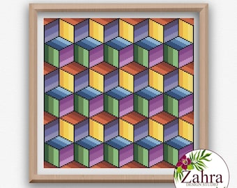 Geometrisch kruissteekpatroon - abstract borduurontwerp (pdf-download)