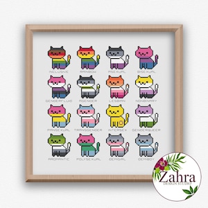LGBTQ Cross Stitch Pattern: Pride Cats (PDF Instant Download)