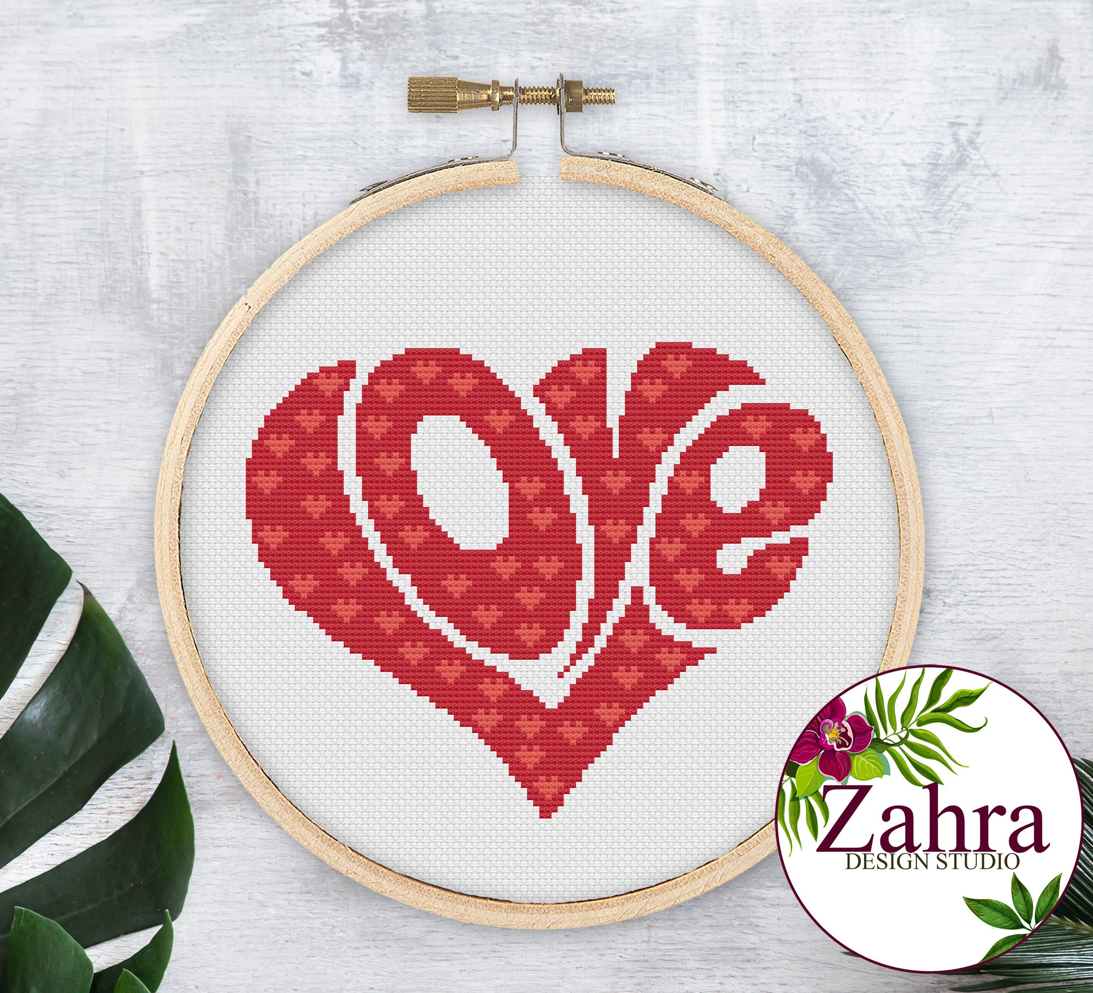 Valentine Cross Stitch Pattern: Love Heart (PDF Download)