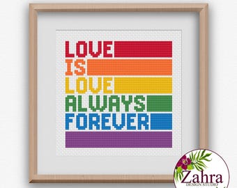 Love Is Love Always Forever Cross Stitch Pattern, PDF Download