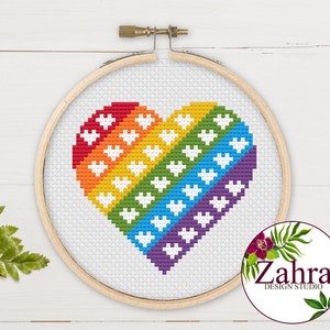 Mini Rainbow Heart! LGBTQ Cross Stitch Pattern. Pride Cross Stitch Chart. PDF Instant Download