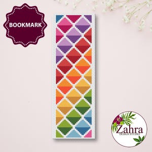 Cross Stitch Pattern, Book Lover Bookmark, Abstract Design, PDF Download
