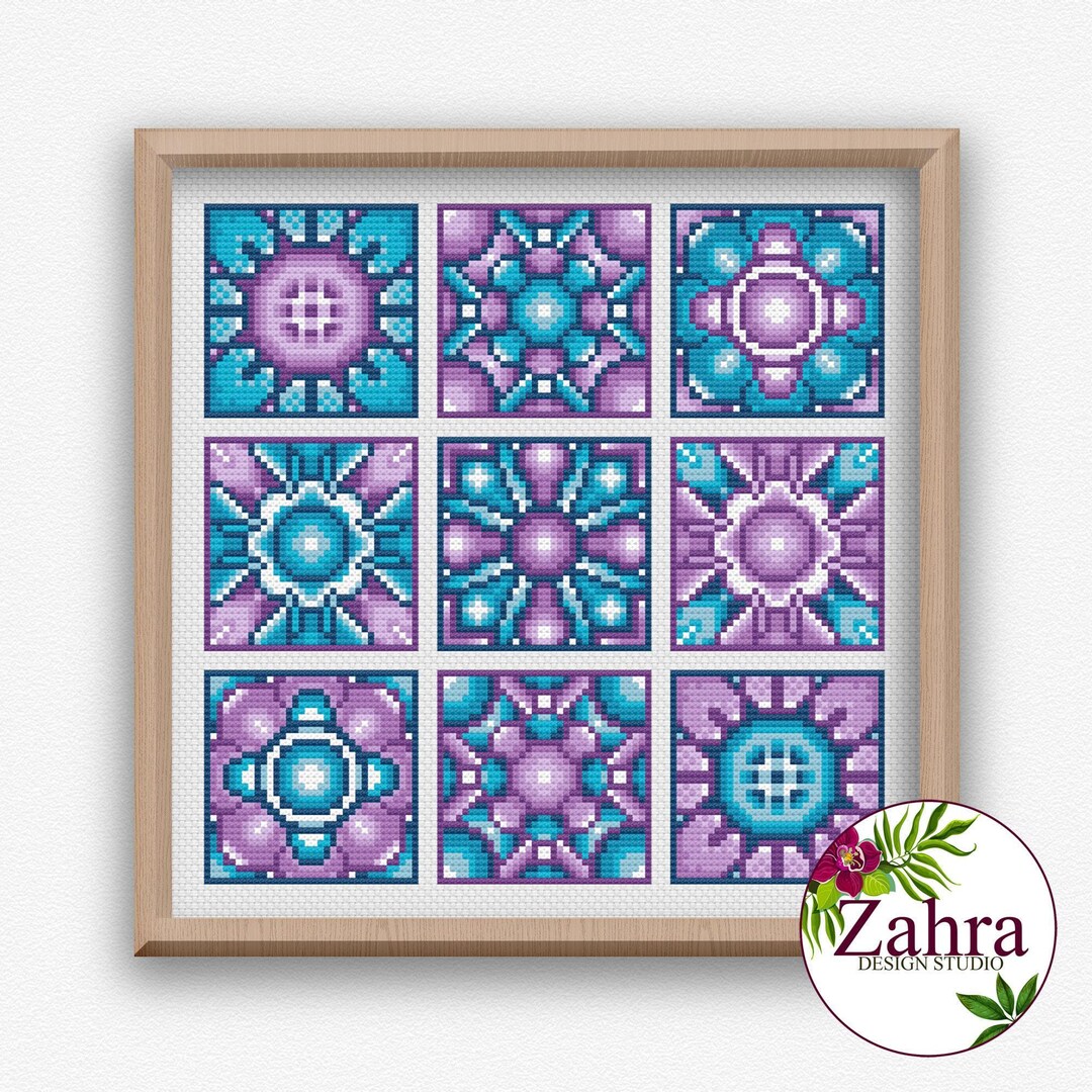 Mandala Tiles Cross Stitch Pattern - Sampler Embroidery Design