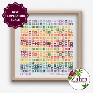 Minimotieven temperatuur kruissteekpatroon! Temperatuur kruissteekdiagram. PDF direct downloaden