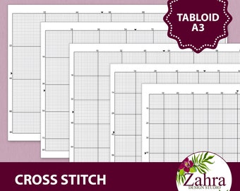 Cross Stitch Graph Paper: Tabloid/A3, 10-22 Count (PDF Download)
