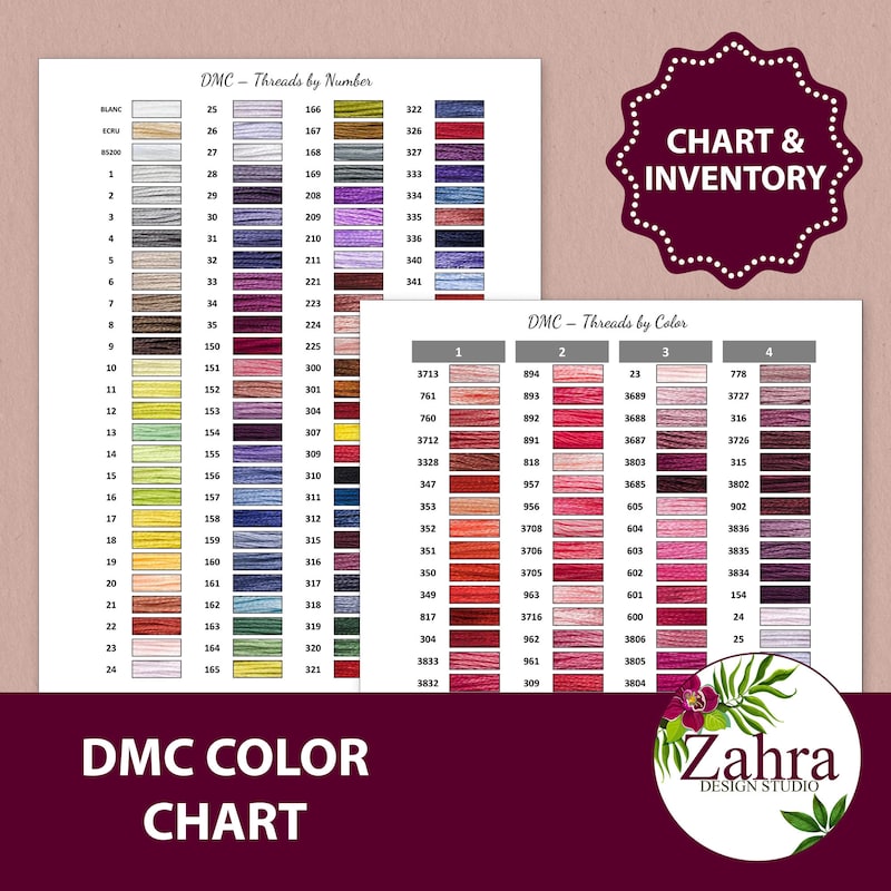 Dmc Floss Color Chart - Etsy