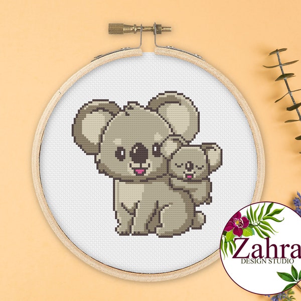 Koala Cross Stitch Pattern. Mother's Day Cross Stitch Pattern. Cute Chart. PDF Instant Download