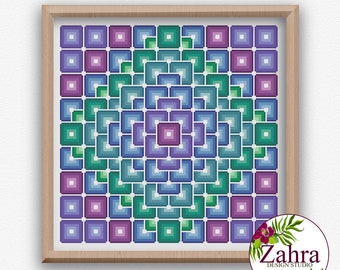 Geometric Cross Stitch Pattern! Sampler Cross Stitch. Abstract Colorful Pattern. PDF Instant Download.