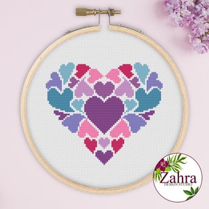 Heart Cross Stitch Pattern. Love Cross Stitch Pattern. PDF Instant Download