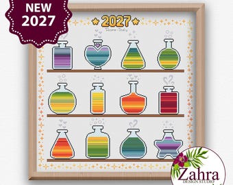 Magic Temperature Cross Stitch Pattern, Potions Embroidery, PDF Download