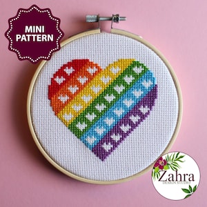Mini Cuore Arcobaleno! Orgoglio LGBTQ+! Schema punto croce LGBTQ. Mini e facile (download PDF)