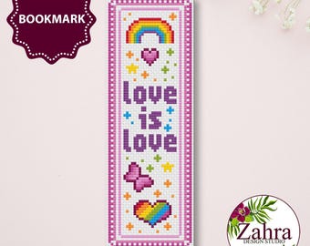 Bookmark Cross Stitch Pattern - LGBTQ Pride Embroidery Design (PDF Download)