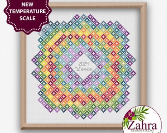 Mini Diamonds Temperature Cross Stitch Pattern! Temperature Cross Stitch Chart. PDF Instant Download