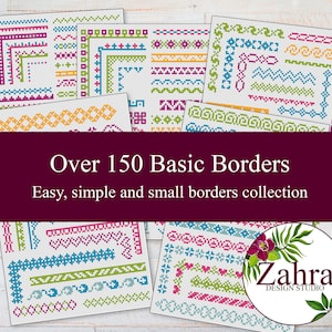 Kreuzstich Bordüren - Einfach und Einfach. Über 150 Kreuzstichmuster. Bundle Pack Bordüren für DIY Schnittmuster!