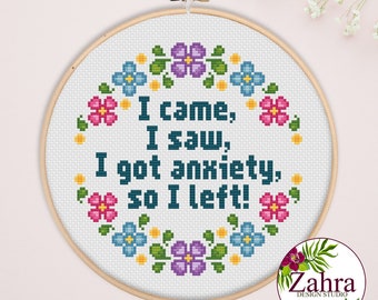 Snarky Cross Stitch Pattern - I Got Anxiety (PDF Download)