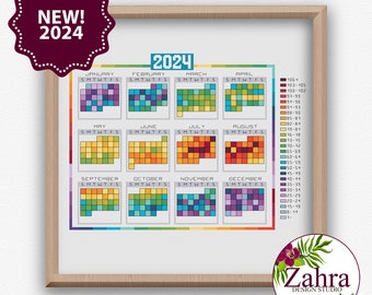 2024 Calendar Temperature Cross Stitch Pattern! Temperature Cross Stitch Chart. PDF Instant Download