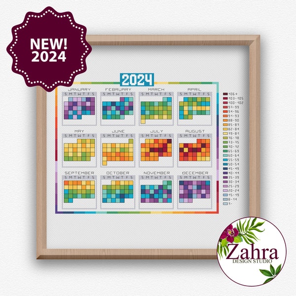 2024 Temperature Cross Stitch Calendar Etsy