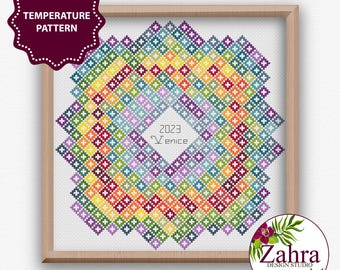 Mini Diamonds Temperature Cross Stitch Pattern, PDF Download