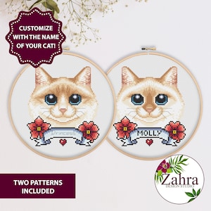 Red Ragdoll Cat Cross Stitch Pattern. (PDF Instant Download)