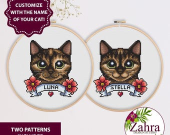 Tortoiseshell Cat Cross Stitch Pattern, PDF Download - Embroidery Pet Portrait