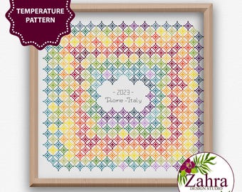 Mini Stars Temperature Cross Stitch Pattern, PDF Download