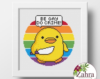 Patrón de punto de cruz LGBTQ - Bordado "Sé gay, comete delitos" (Descarga en PDF)