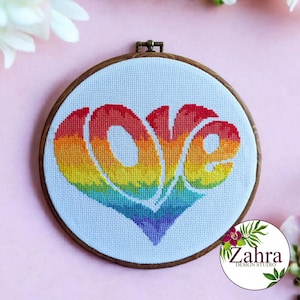 LGBTQ Cross Stitch Pattern: Rainbow Heart (PDF Download)