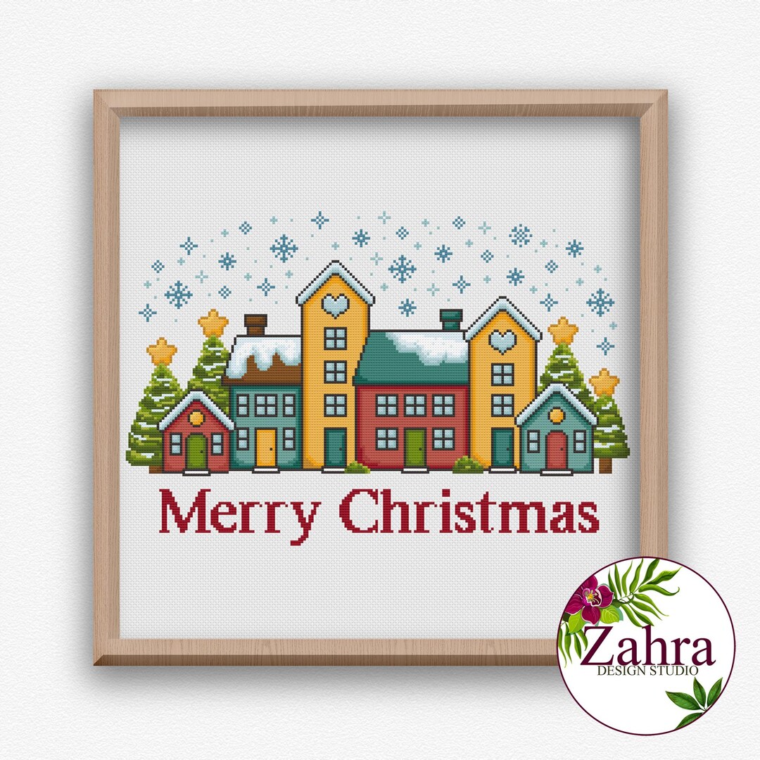Christmas Cross Stitch Pattern - Winter Village Embroidery Design (PDF ...