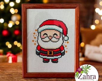 サンタクロースのクロスステッチパターン、刺繍、クリスマスプレゼント