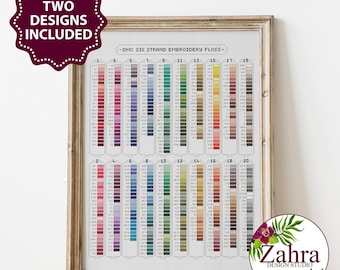 DMC Color Chart Cross Stitch Pattern - Sampler Embroidery Design (PDF Download)