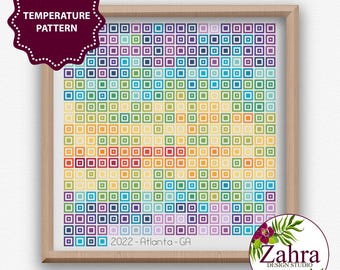 Modern Squares Temperature Cross Stitch Pattern, PDF Download