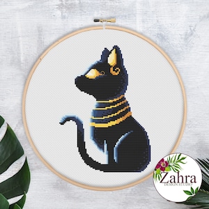 Bastet Cat Cross Stitch Pattern: Egyptian Goddess (PDF Download)