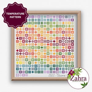 Temperatuur kruissteekpatroon, mini-motieven borduurontwerp, PDF direct te downloaden
