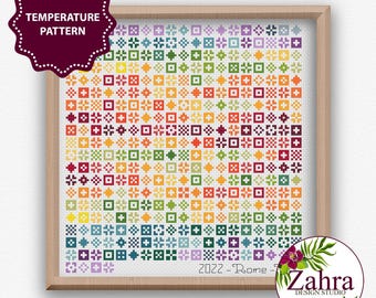 Mini Motifs Temperature Cross Stitch Pattern, PDF Download
