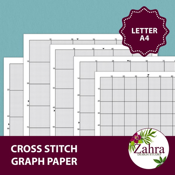 PRINTABLE Cross Stitch Graph Paper Letter/A4 format. Graph paper 10 to 22 count. PDF Instant Download