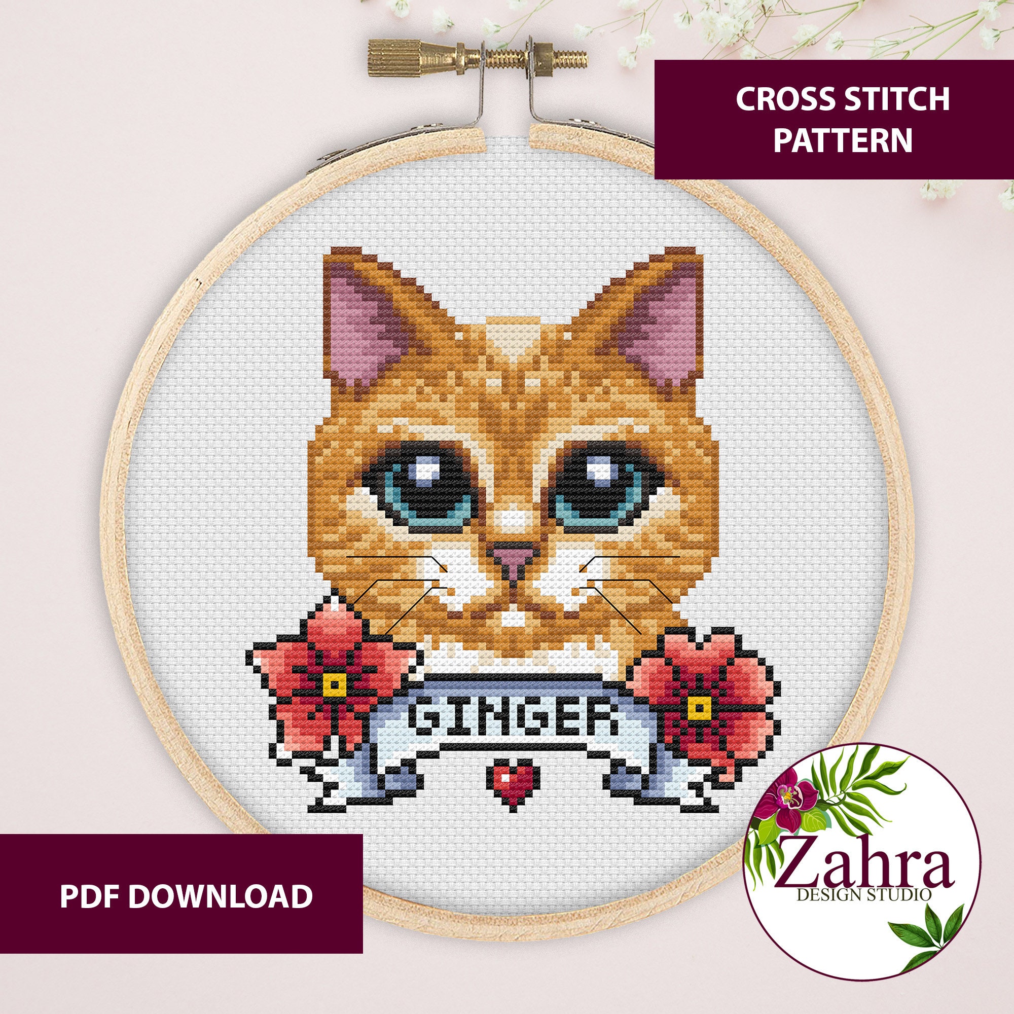 Ginger Cat Cross Stitch Pattern. Cat Cross Stitch Chart. Customizable Cross Stitch. PDF Instant Download - Etsy ginger-cat-cross-stitch-pattern-cat-cross-stitch-chart-customizable-cross-stitch-pdf-instant-download-etsy