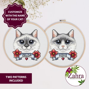 Blue Ragdoll Cat Cross Stitch Pattern. (PDF Download)