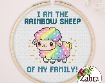 I Am The Rainbow Sheep Of My Family Cross Stitch Pattern, LGBTQ Pride, PDF Download