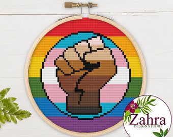 Intersectional Pride Flag! LGBTQ Cross Stitch Pattern. Pride Cross Stitch Chart. PDF Instant Download