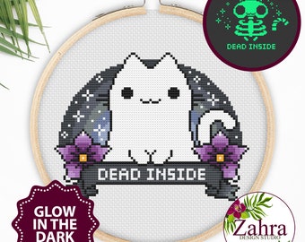 Dead Inside! Cat Cross Stitch Pattern. Funny Cross Stitch Chart. PDF Instant Download