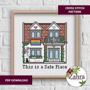 This Is a Safe Place Cross Stitch Pattern – Rainbow Embroidery (PDF Download)