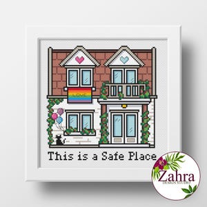 Questo è un luogo sicuro - Schema per punto croce - Ricamo arcobaleno (Download PDF)