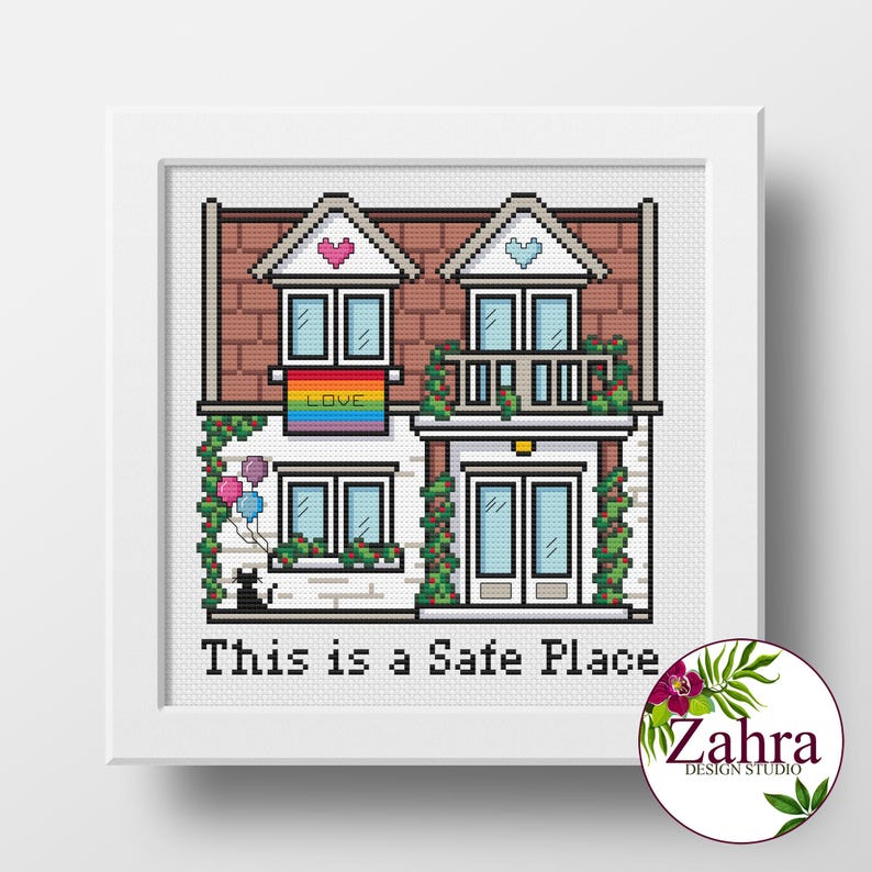 This Is a Safe Place Cross Stitch Pattern – Rainbow Embroidery (PDF Download)