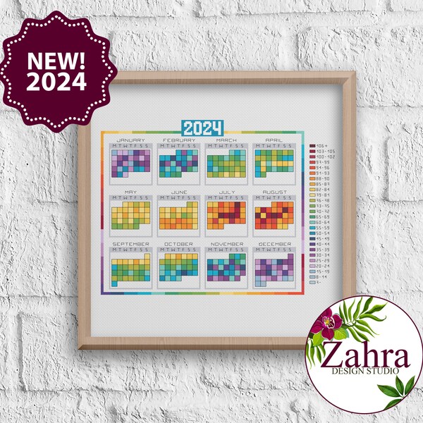 Cross Stitch Temperature Chart Calendar Etsy